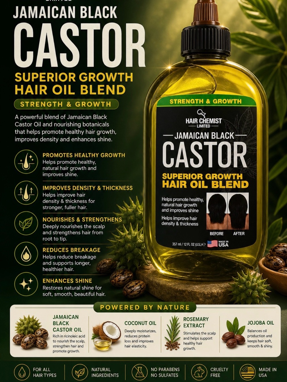 Hair Chemist Jamaican Black Castor Superior Growth Hair Oil Blend - Yellow